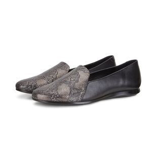 Ecco Touch Ballerina 2 Snake Embossed Ballet Flats Black Leather SlipOn 6.5 NWOB